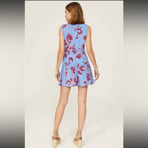 Thakoon Floral Sleeveless Romper Skort blue and burgundy size US 10 EUC - Picture 4 of 5